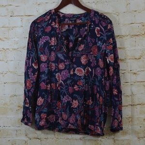 Lucky Brand  Sz Medium Floral Popover Top